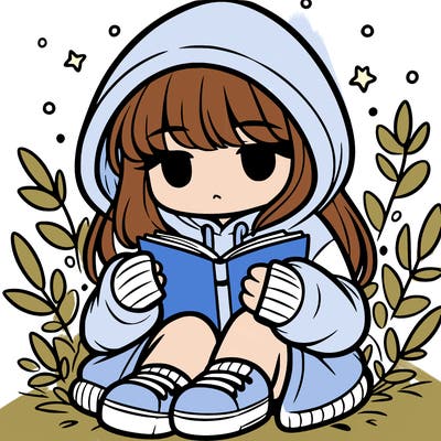 girl in oversized hoodie reading a book