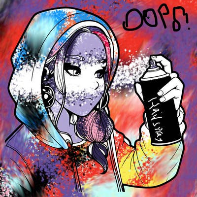 a realistic girl, spray painting