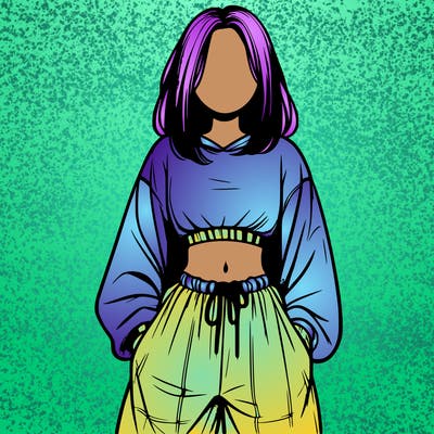 realistic girl faceless with baggy pants and a crop top