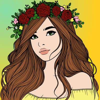 realistic girl with flower crown