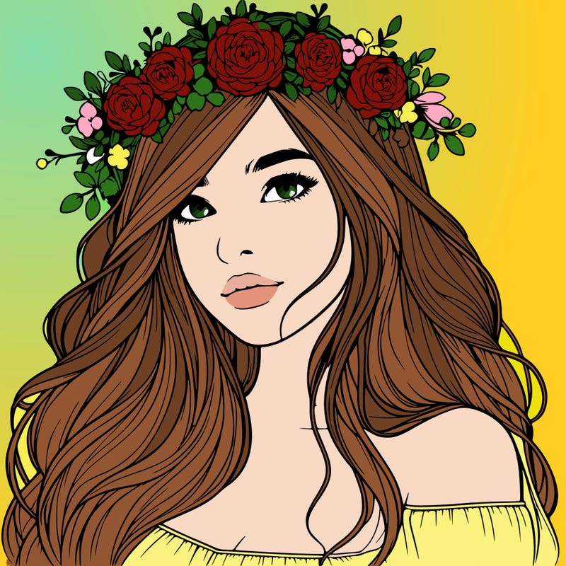 realistic girl with flower crown