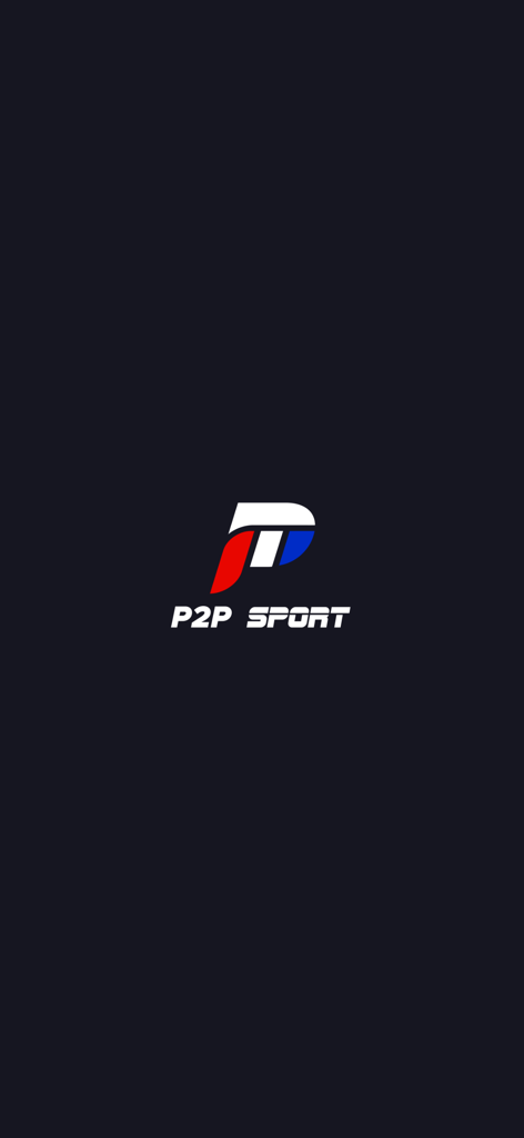 P2P Sport mobile App Splashscreen mit dem rot-weiß-blauen Logo