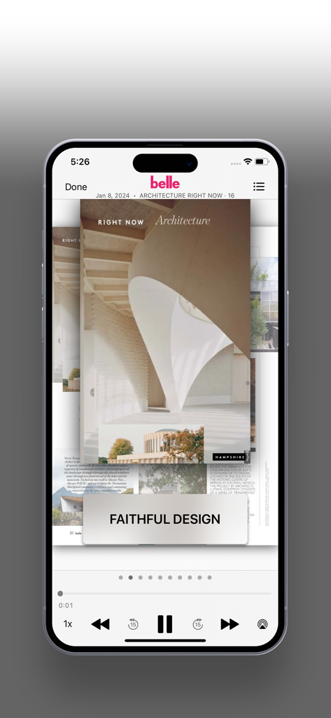 Belle Magazine Australia - Belle Magazine Australia app displaying a modern architecture article titled Faithful Design with high quality photography