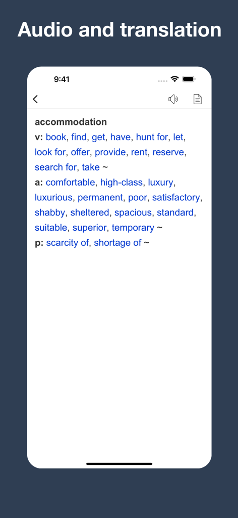 English Collocation Sentence - English collocations for the word accommodation categorized by verbs and adjectives