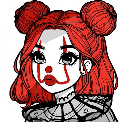 realistic girl with space buns on the side of her head