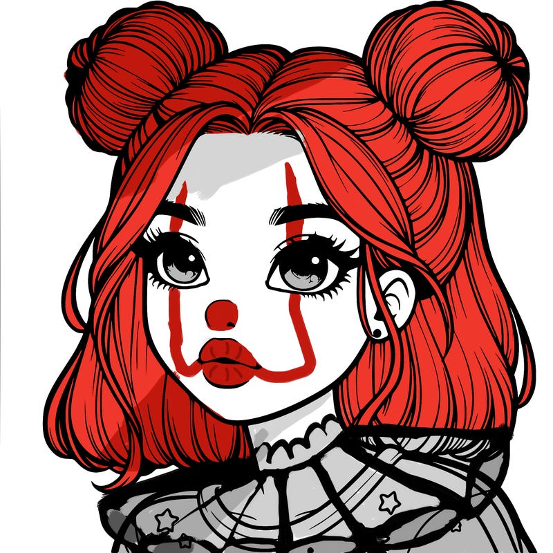 realistic girl with space buns on the side of her head