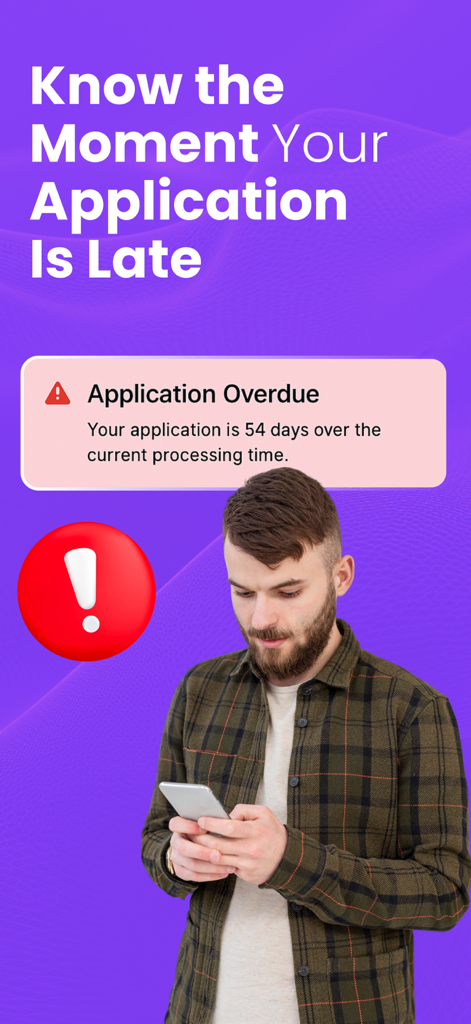 Canadian Immigration Tracker - A user checking an application overdue notification in the Canadian Immigration Tracker app.