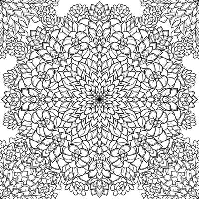 Immerse yourself in the beauty of nature with this exquisite succulent mandala coloring page. Its intricate patterns, inspired by real succulent rosettes, offer a wonderfully detailed and relaxing creative experience.