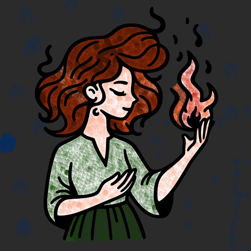 woman with fire