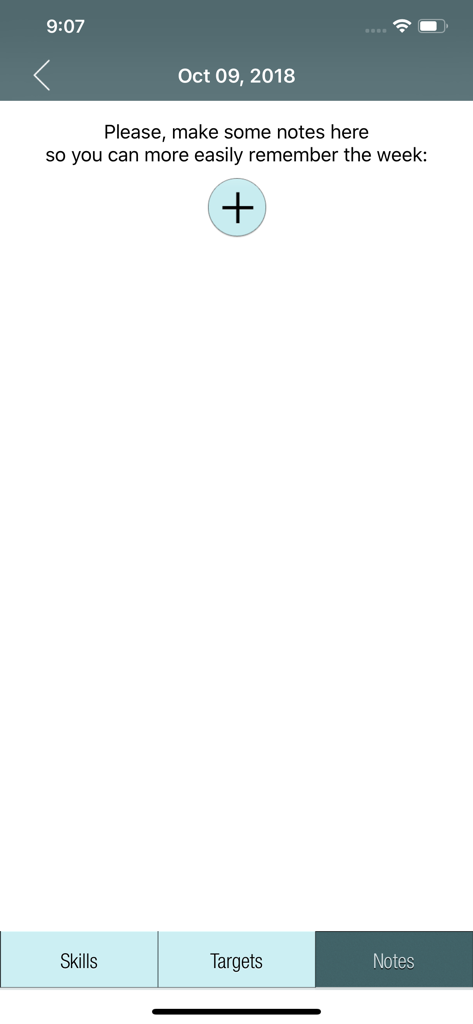 DBT Diary Card & Skills Coach - Notes section of the DBT Diary Card app for tracking therapy progress