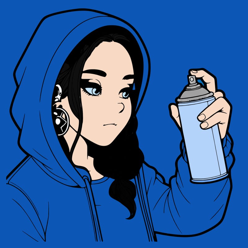 a realistic girl, spray painting