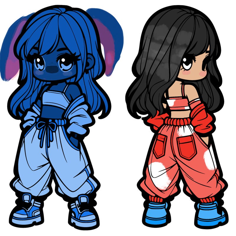 girl in crop top and baggy pants