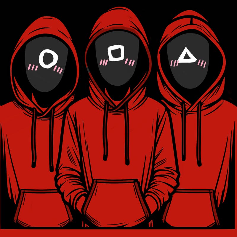 3 faceless people in  hoodies