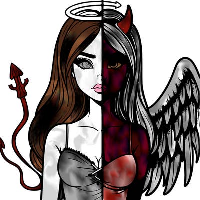 devil vs angel realistic girl