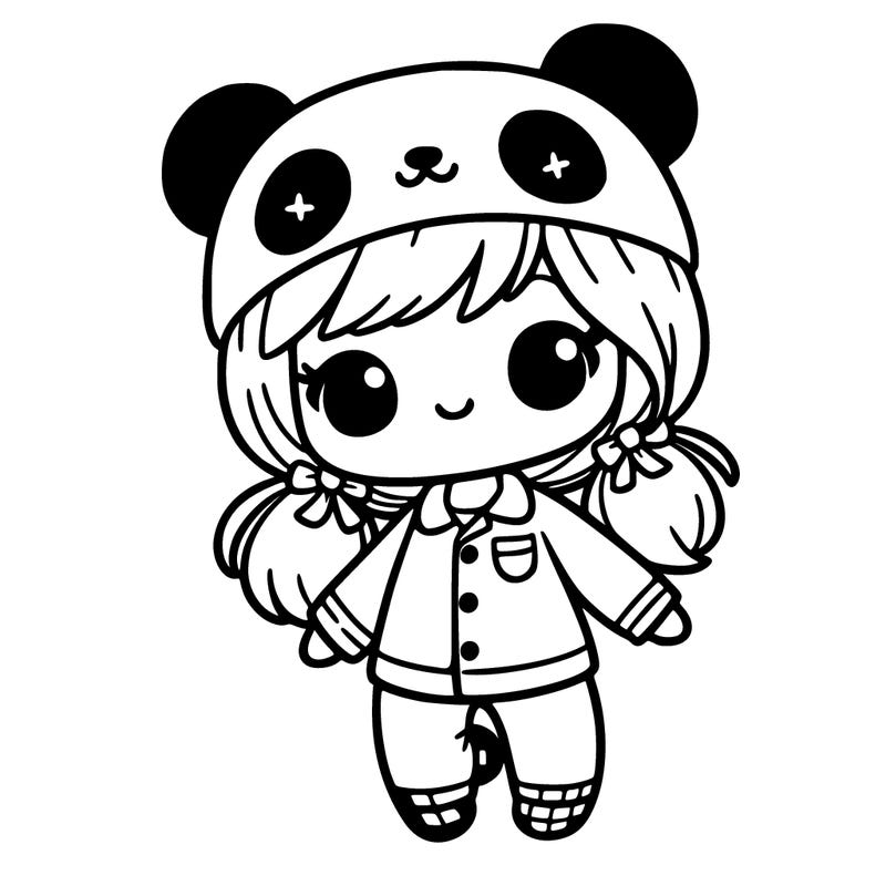 cute girl in pijamas that are pandas