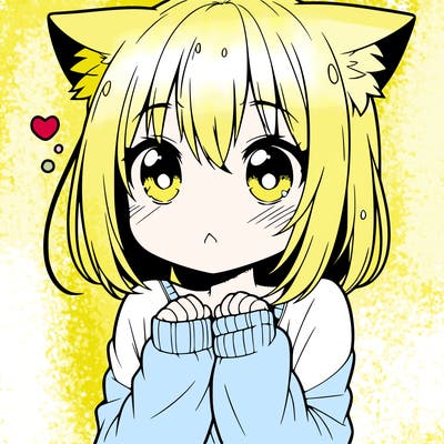 shy anime catgirl