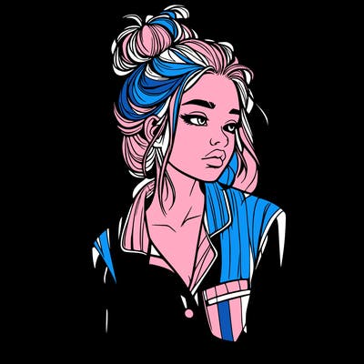 realistic woman with pajamas on and a messy bun