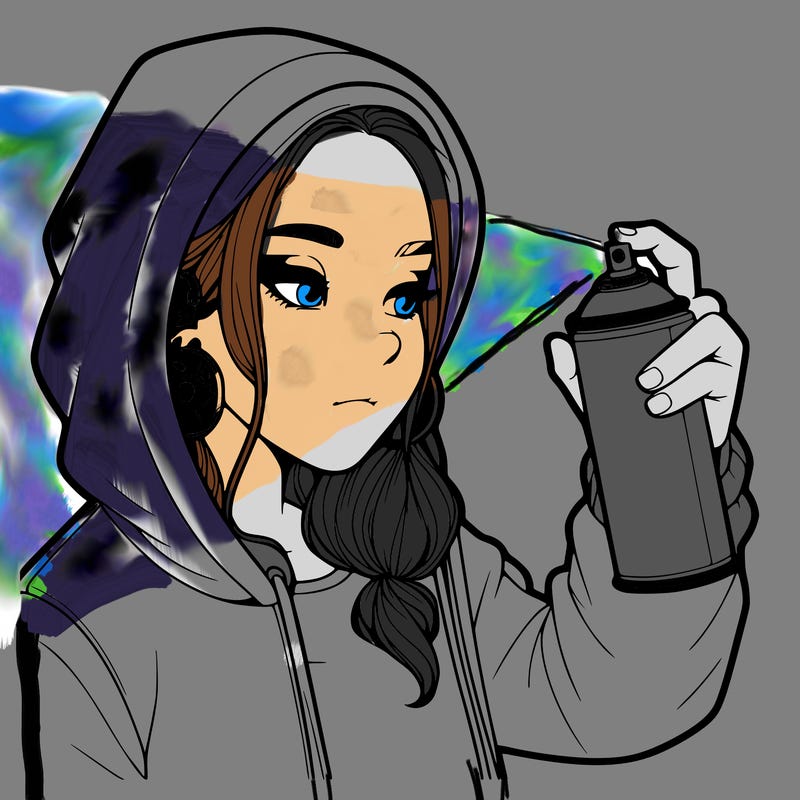 a realistic girl, spray painting
