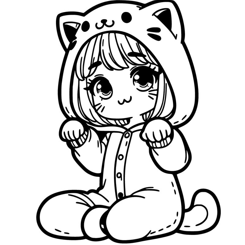 girl in a cat onesie
