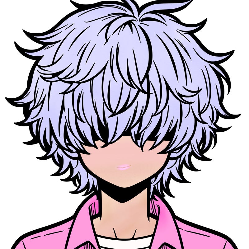 manga boy fluffy hair covering his eyes