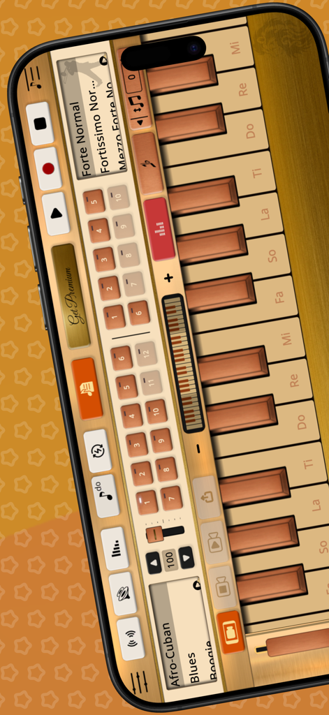 Trombone Sim - Trombone Sim app music interface with keyboard and controls.