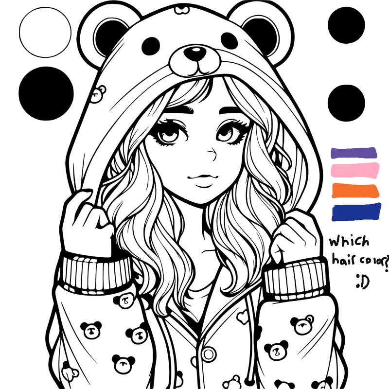 realistic girl in a animal pjs hoodie
