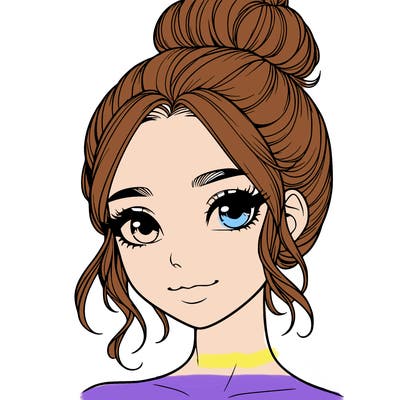 realistic pretty girl with hair in bun