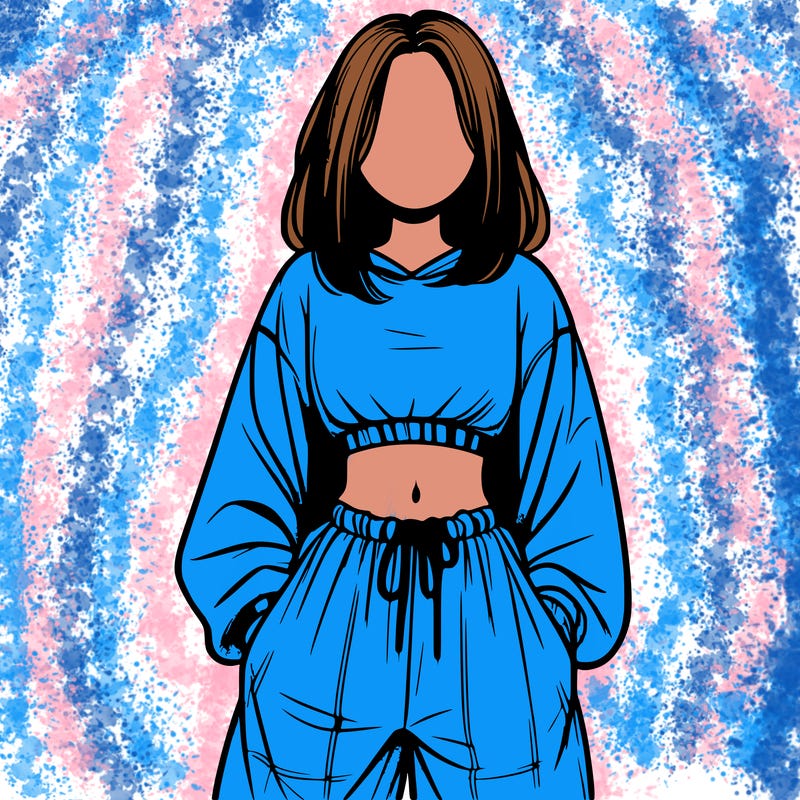 realistic girl faceless with baggy pants and a crop top