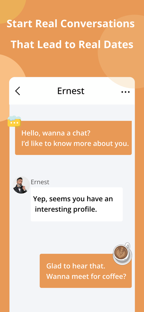 Family: Mature Dating & Chat - Una conversación en la aplicación de citas Familia que muestra a dos usuarios maduros planeando reunirse para tomar un café.