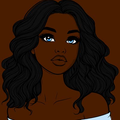 realistic girl with wavy hair and lips