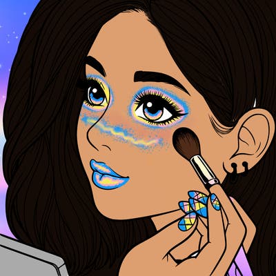 a realistic girl doing her makeup