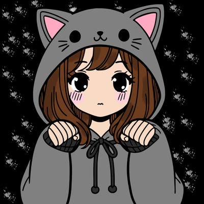 girl wearing a cat hoodie