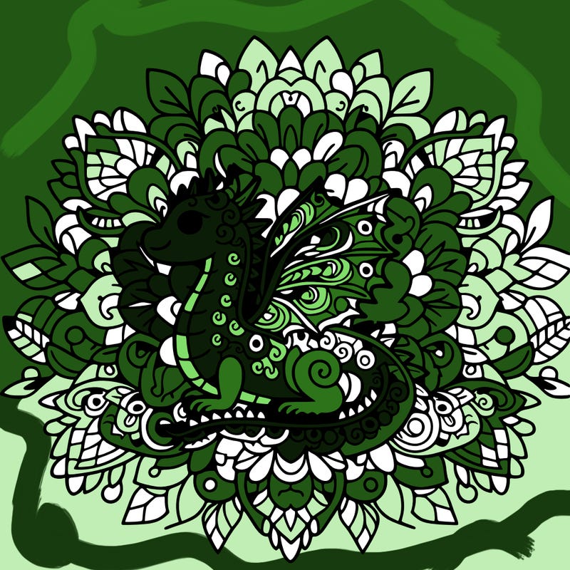 floral mandala dragon
