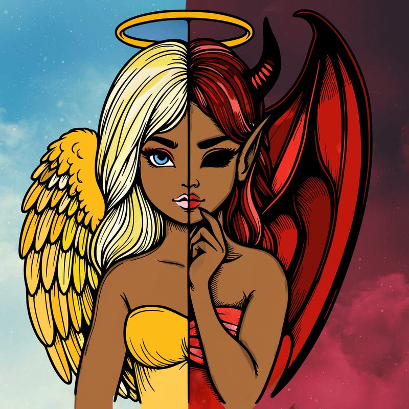 realistic angel half demon