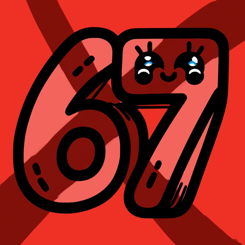 the numbers 67