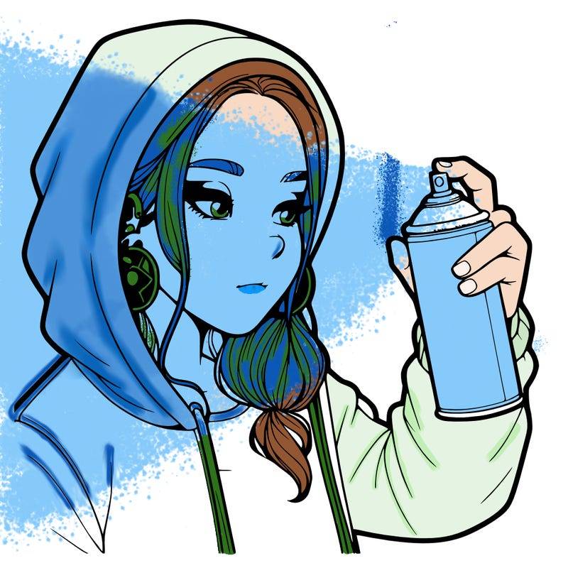 a realistic girl, spray painting