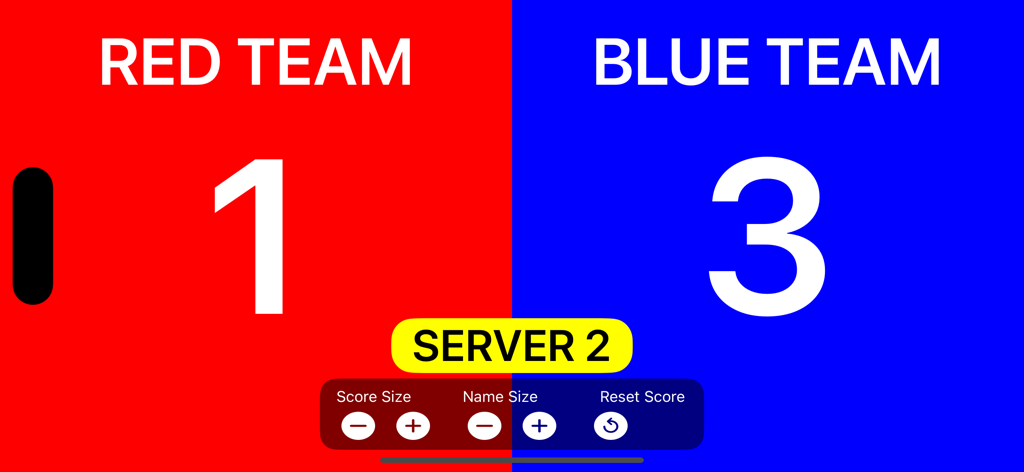 My PickleBall Scoreboard - Large font pickleball scoreboard app interface with red and blue team scores