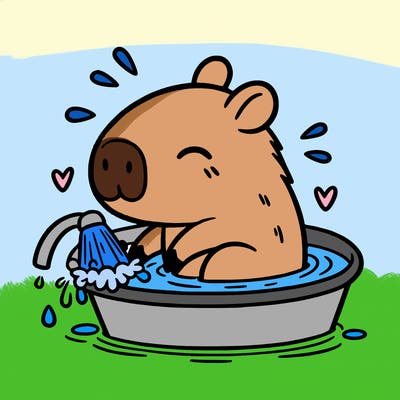 capybara taking a bath