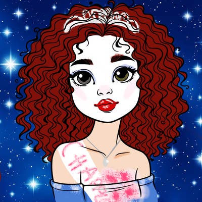 realistic girl with curly hair