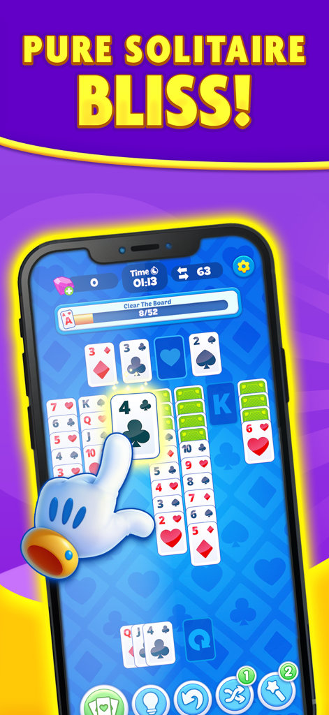 Win Money Solitaire - Mobile screenshot of Win Money Solitaire card game interface with Pure Solitaire Bliss text