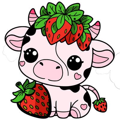 cute strawberry cow