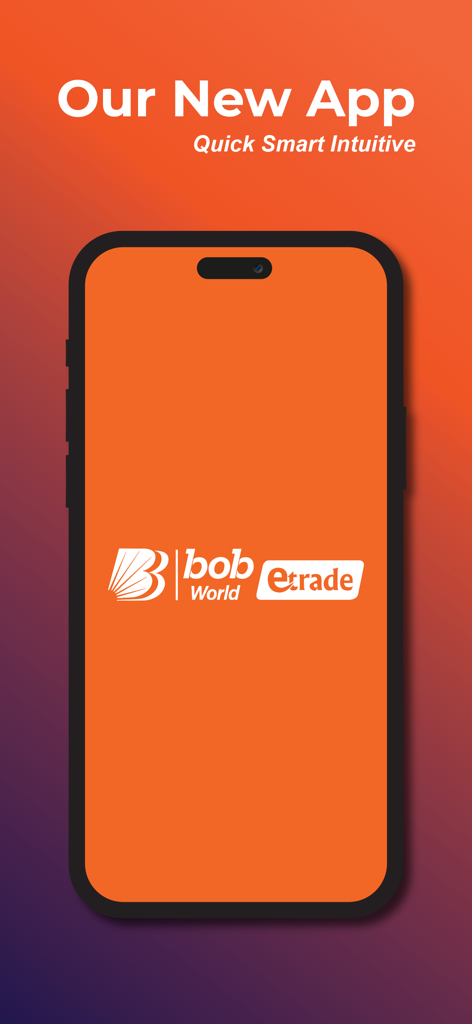 bob World etrade. - bob World etradeモバイルアプリの起動画面。会社ロゴとタグラインが表示されています。