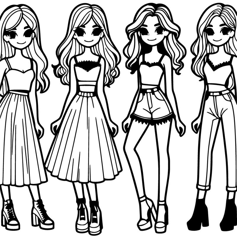 4 girls in dresses, pants and croptops