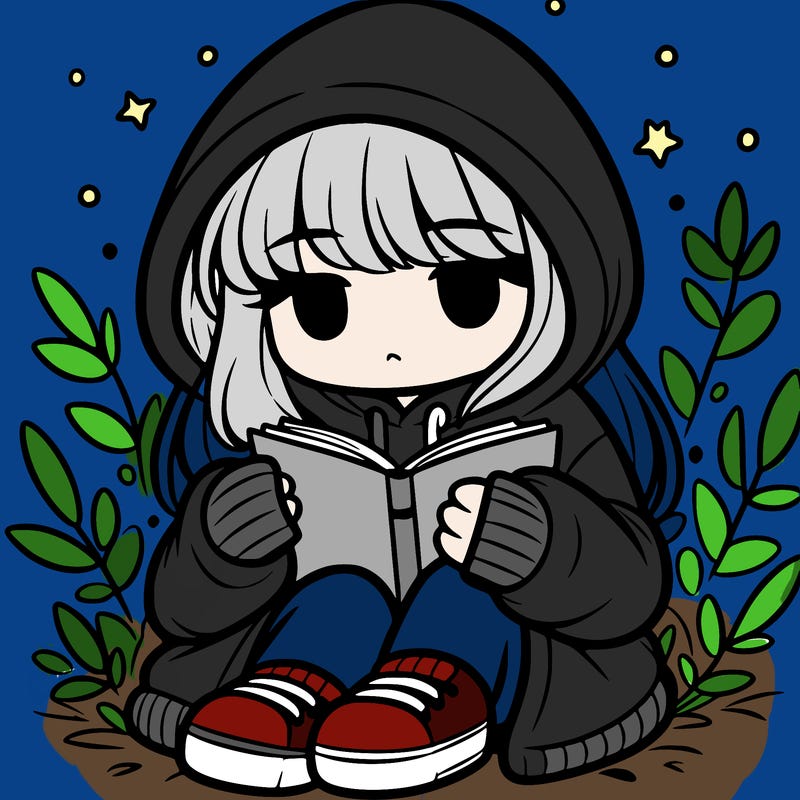 girl in oversized hoodie reading a book