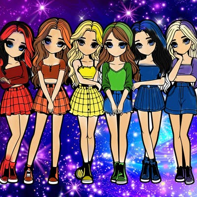 a group of girls realistic