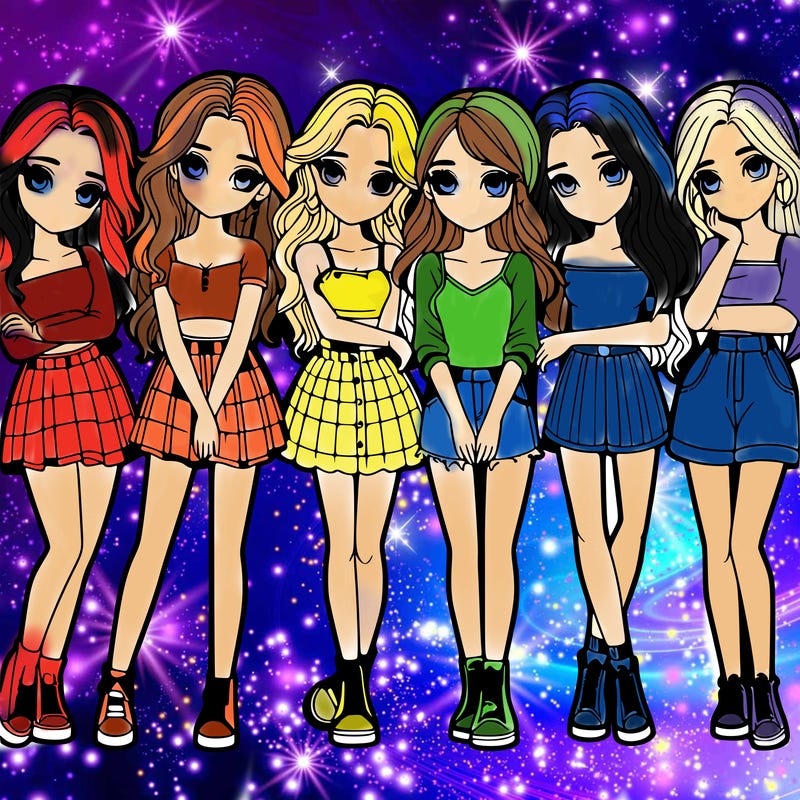 a group of girls realistic