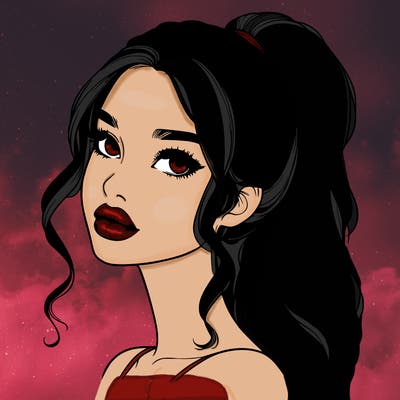 realistic girl with a ponytail on her hair and lips