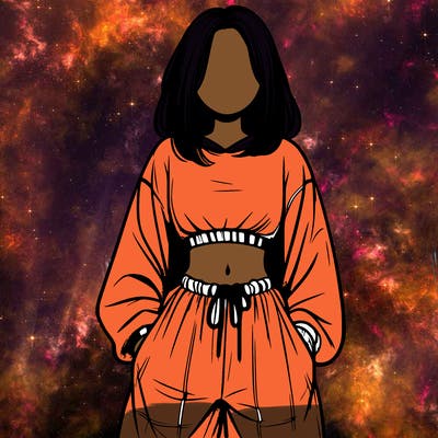 realistic girl faceless with baggy pants and a crop top