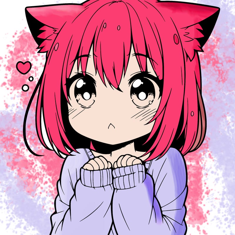 shy anime catgirl