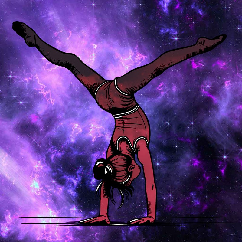 realistic gymnastic hand stand girl in four splits